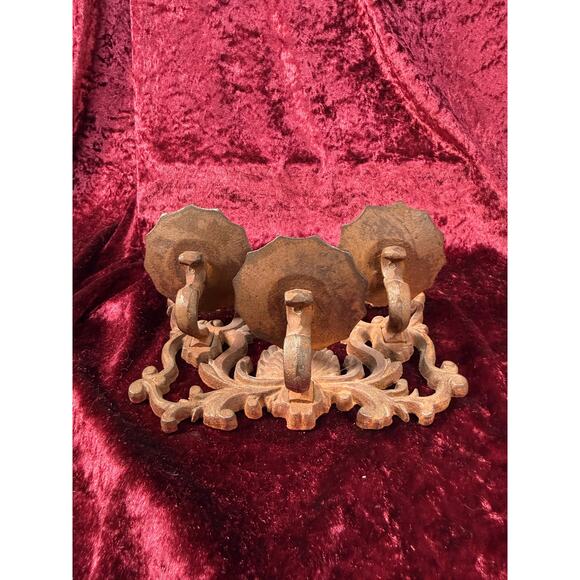 Antique Home Decor - Cast Iron 3 Candle Sconce - Dark Gothic Style Fixture